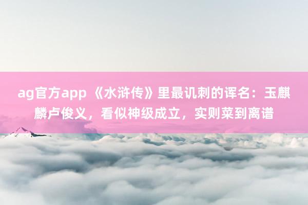 ag官方app 《水浒传》里最讥刺的诨名：玉麒麟卢俊义，看似神级成立，实则菜到离谱