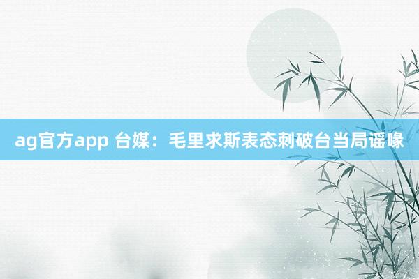 ag官方app 台媒：毛里求斯表态刺破台当局谣喙
