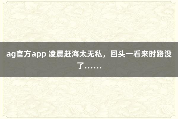 ag官方app 凌晨赶海太无私，回头一看来时路没了……