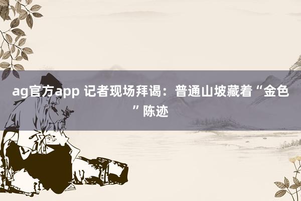 ag官方app 记者现场拜谒：普通山坡藏着“金色”陈迹
