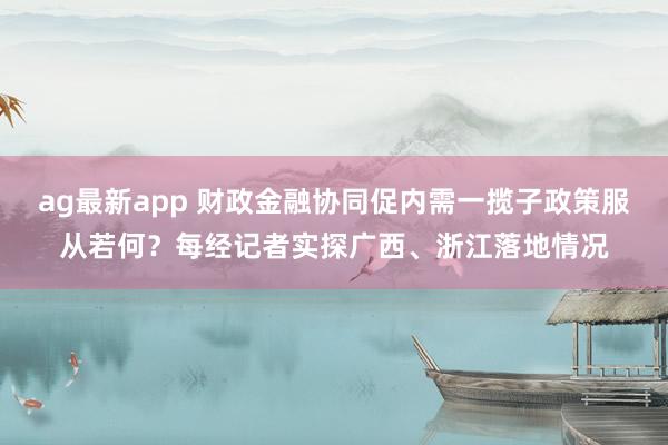 ag最新app 财政金融协同促内需一揽子政策服从若何？每经记者实探广西、浙江落地情况