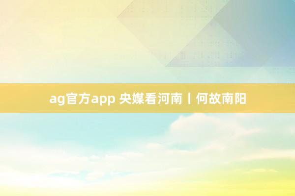 ag官方app 央媒看河南丨何故南阳